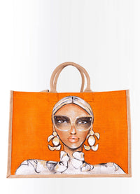 Orange "Iman" Jute Bag by Mimimako - Peggell