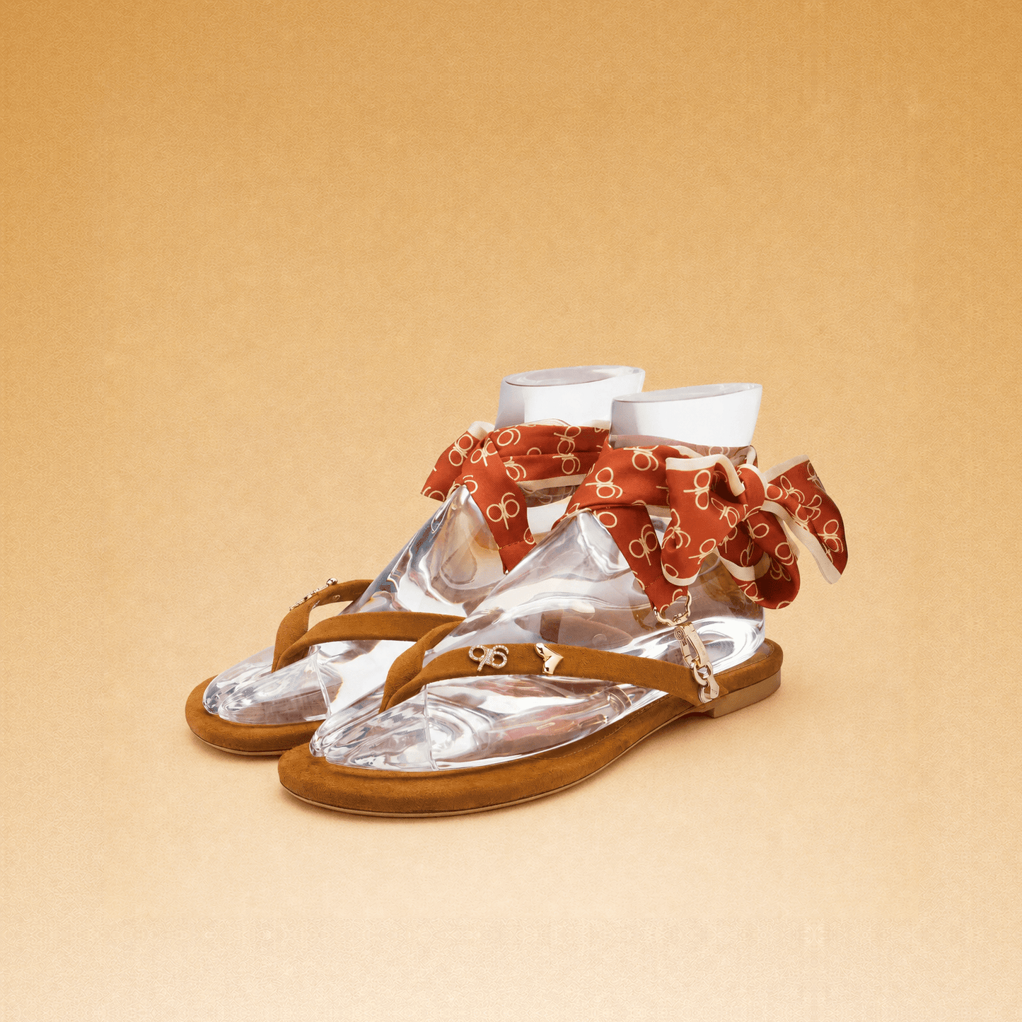 Peggell x Gitta Banko Cognac Suede Leather GB Glamflip® Gold - Peggell Mallorca SL
