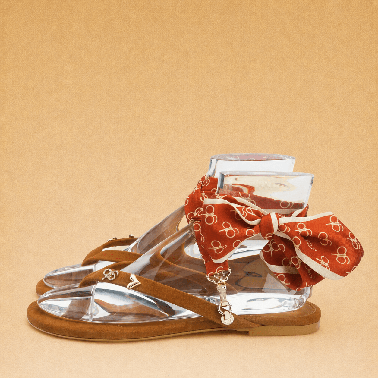 Peggell x Gitta Banko Cognac Suede Leather GB Glamflip® Gold - Peggell Mallorca SL