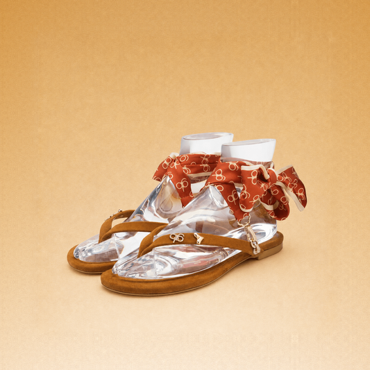 Peggell x Gitta Banko Cognac Suede Leather GB Glamflip® Gold
