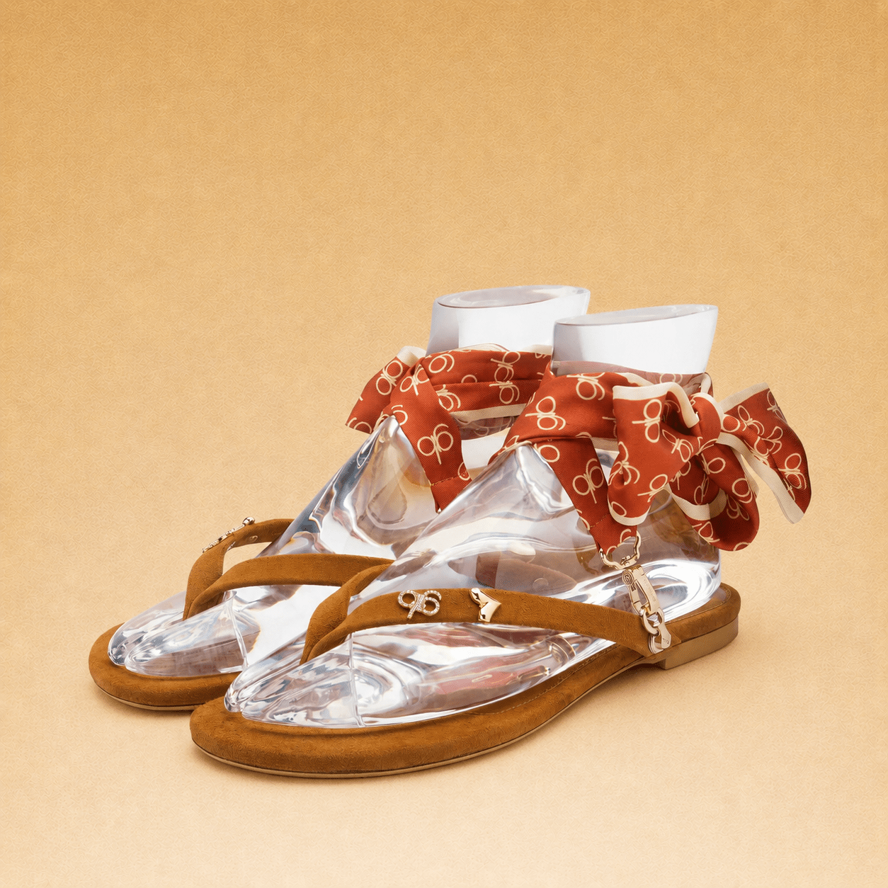 Peggell x Gitta Banko Cognac Suede Leather GB Glamflip® Gold - Peggell Mallorca SL