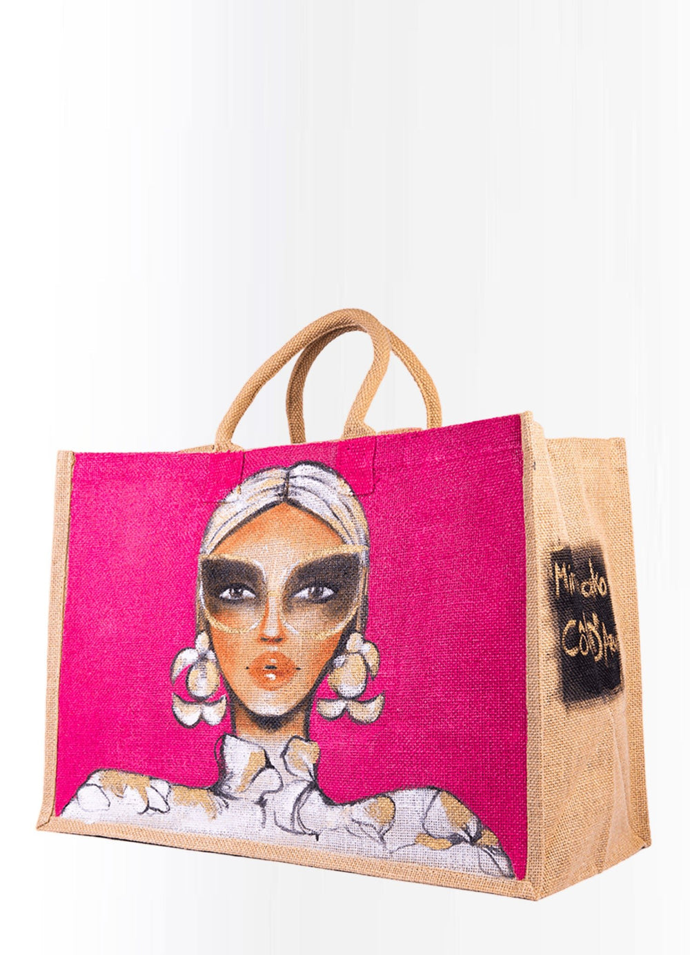 Pink "Iman" Jute Bag by Mimimako - Peggell