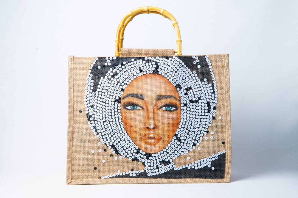 Sequin white "IMAN" small bag by Mimimako - Peggell