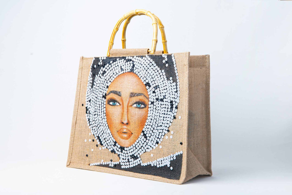 Sequin white "IMAN" small bag by Mimimako - Peggell