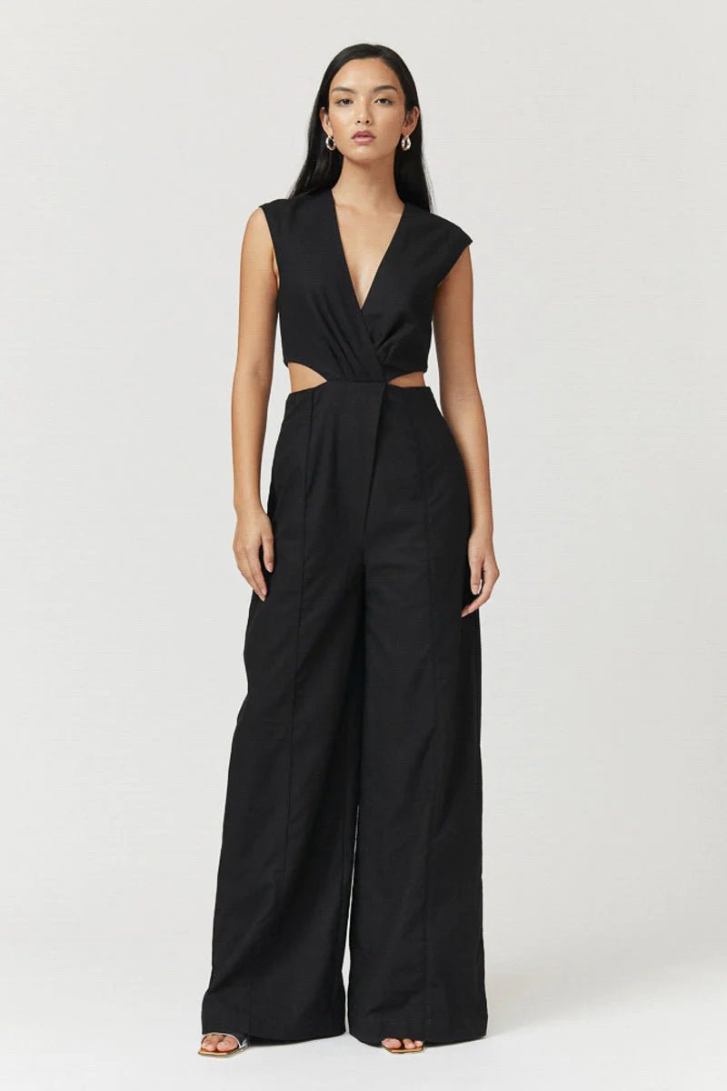 Skylar Cut Out Jumpsuit Black - Peggell