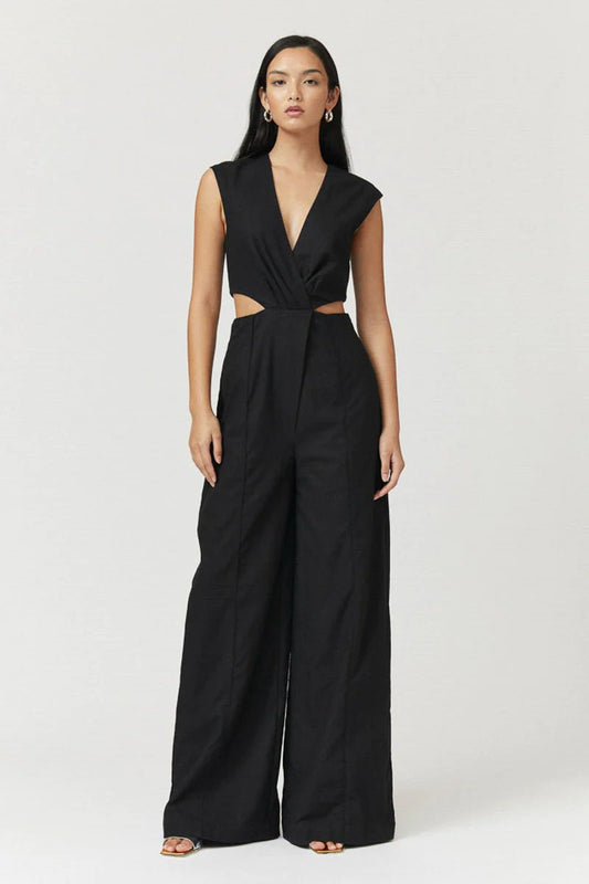 Skylar Cut Out Jumpsuit Black - Peggell