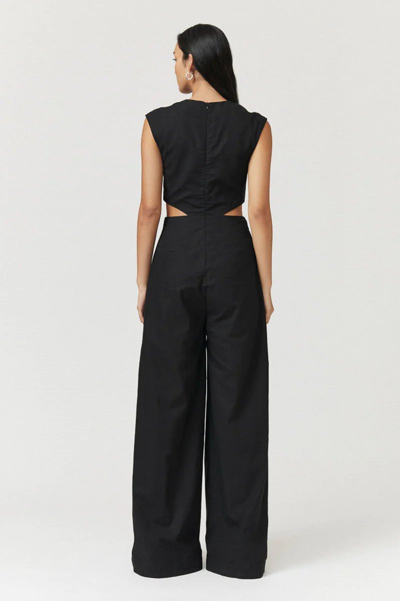 Skylar Cut Out Jumpsuit Black - Peggell