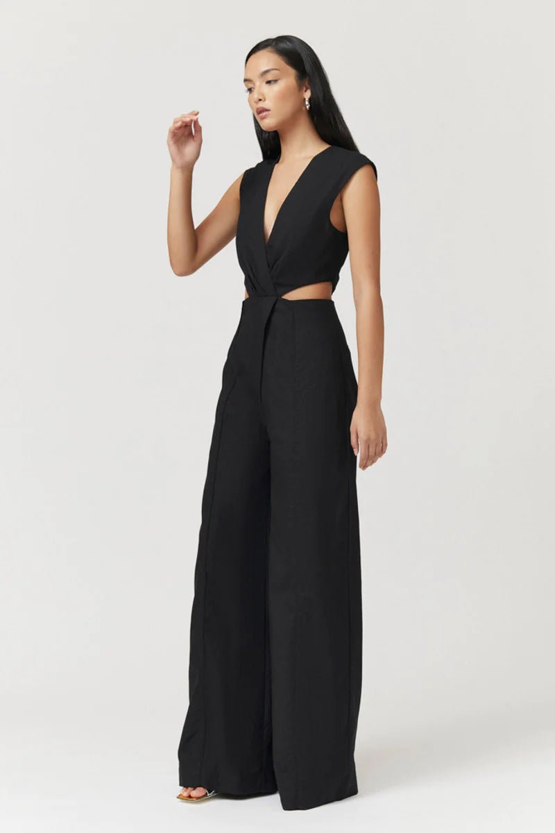 Skylar Cut Out Jumpsuit Black - Peggell