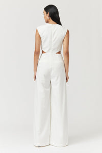 Skylar Cut Out Jumpsuit White - Peggell