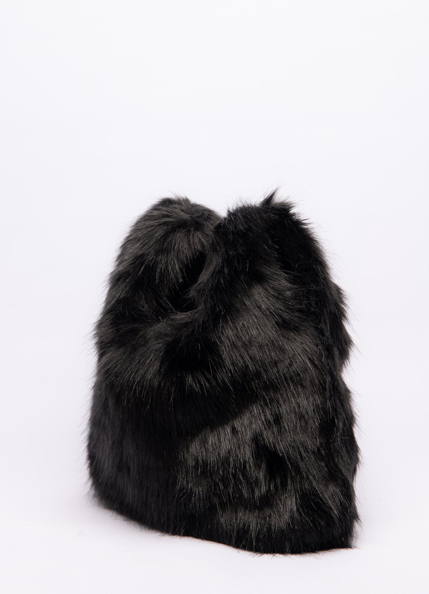 Small black faux fur bag - Peggell