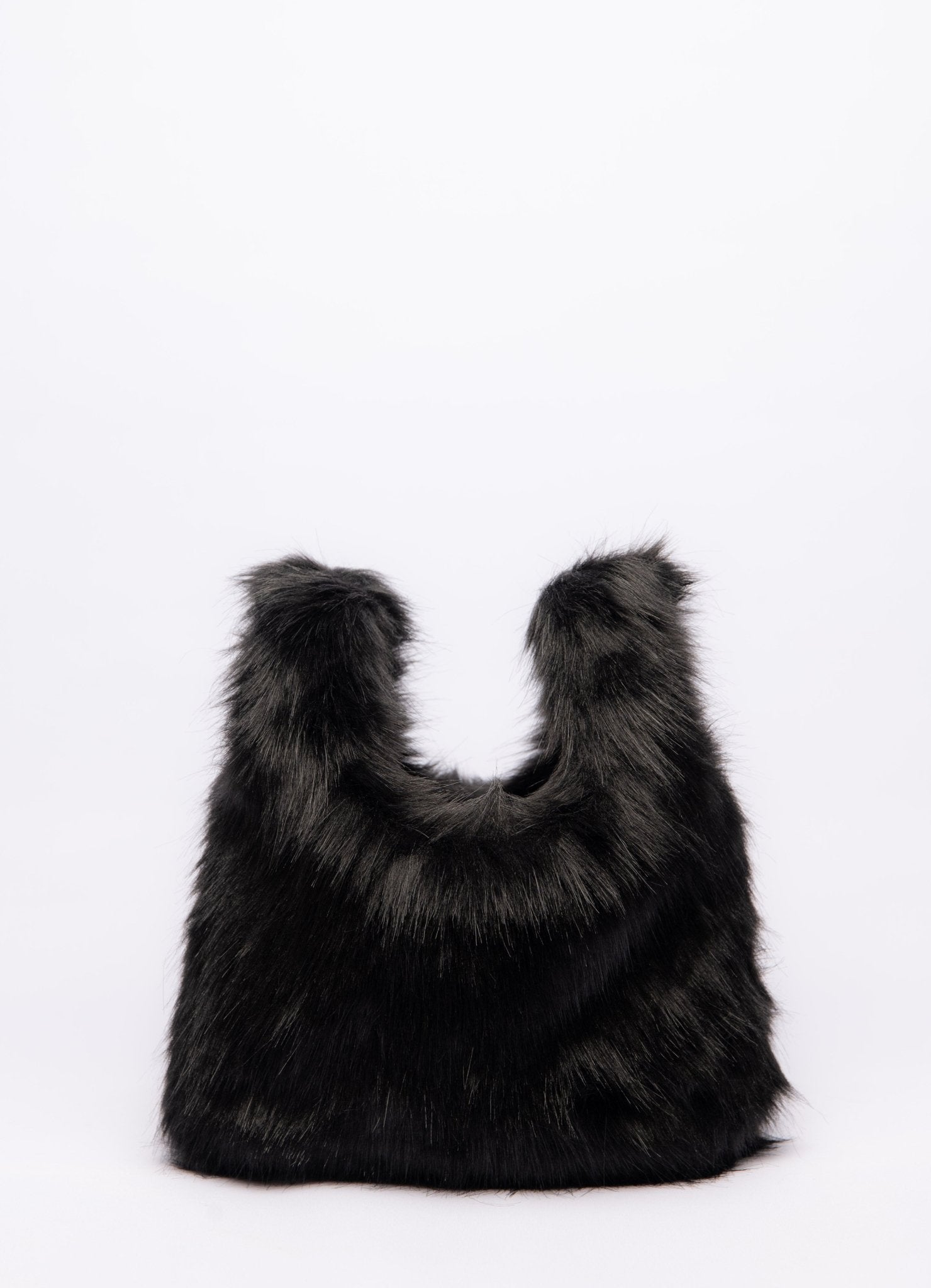 Small black faux fur bag - Peggell