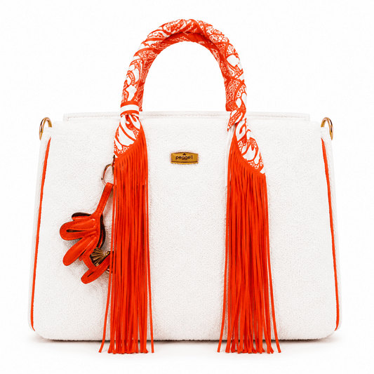 White/Orange Terry Bag - Peggell Mallorca SL