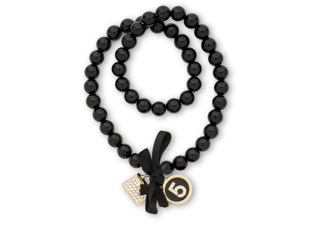Black pearl bracelet nr5 & bag - Peggell
