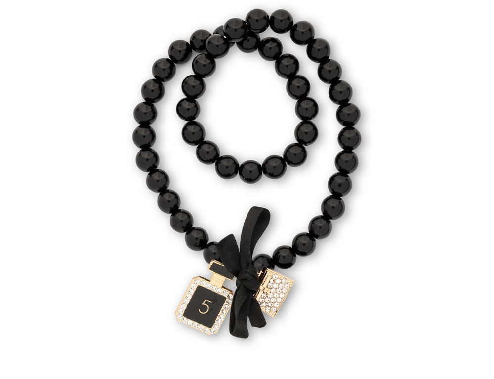 Black pearl bracelet perfume & bag charm - Peggell