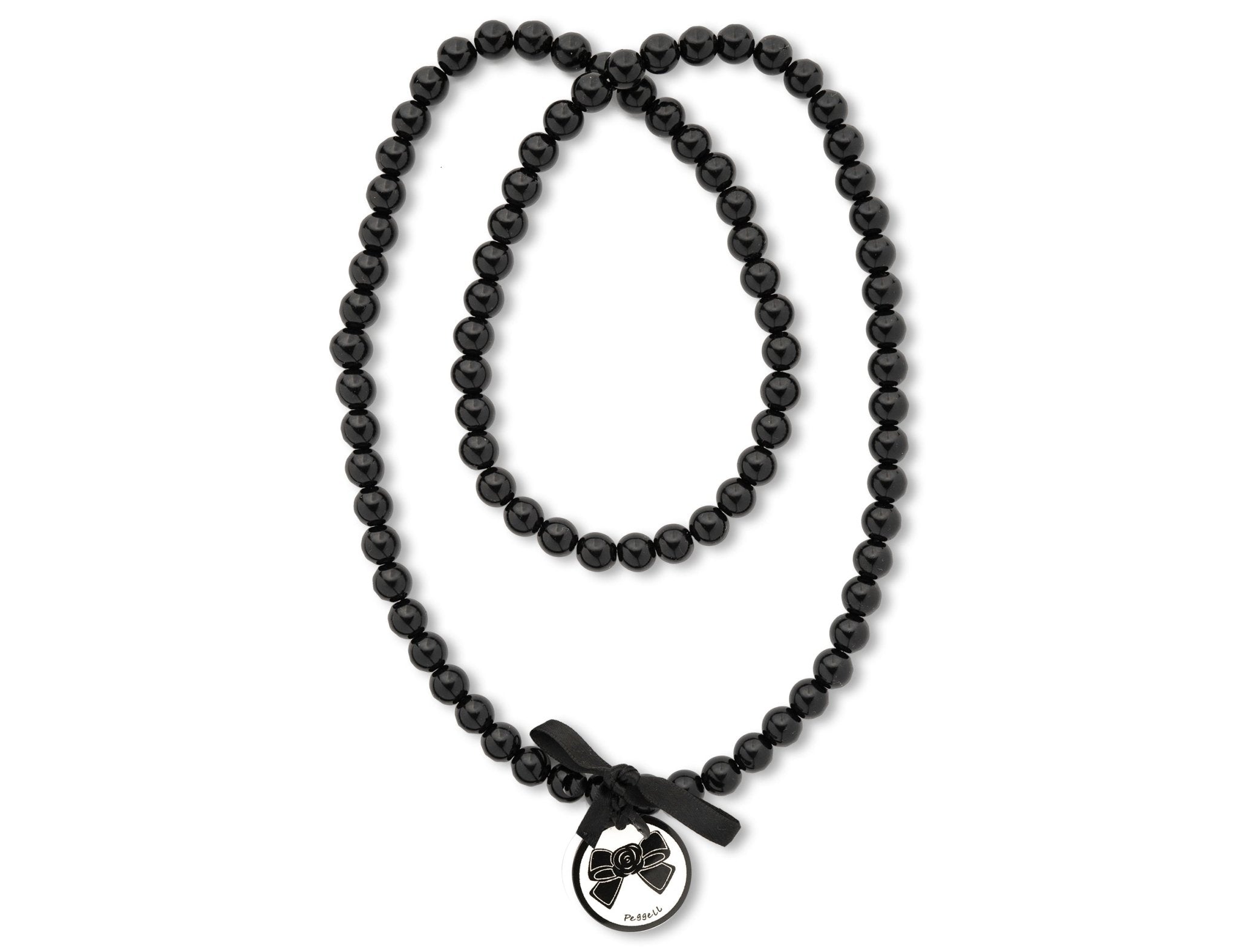 Black pearl necklace & bow - Peggell