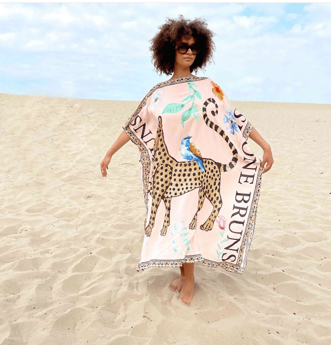 Leopard silk tunic light rose - Peggell