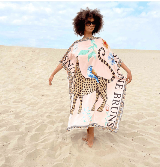 Leopard silk tunic light rose - Peggell
