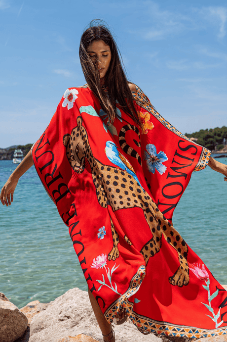 Leopard silk tunic red - Peggell