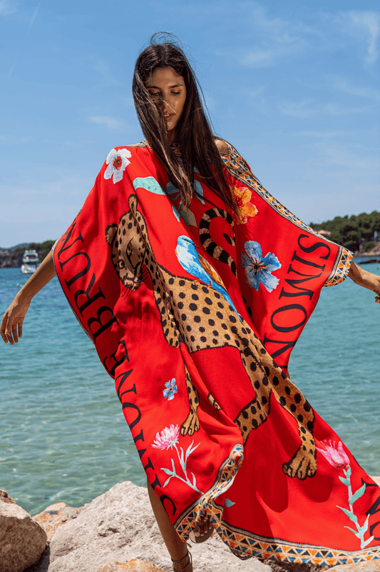 Leopard silk tunic red - Peggell