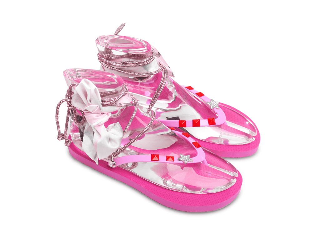Pretty pink fiesta flip flops - Peggell