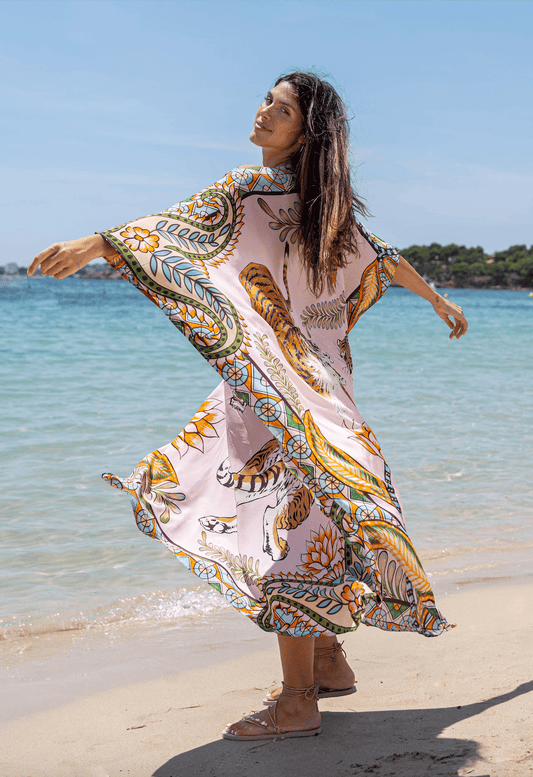 Tiger rose silk tunic - Peggell